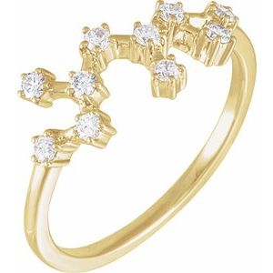 14K Yellow 1/4 CTW Natural Diamond Sagittarius Constellation Ring
