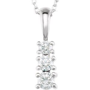 14K White 1/3 CTW Natural Diamond Graduated 18" Necklace