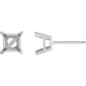 Sterling Silver 3.25 mm Square 4-Prong Lightweight Earring