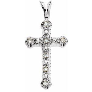 14K White .07 CTW Natural Diamond Cross Pendant