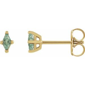14K Yellow 6x3 mm Lab-Grown Green Sapphire Earrings