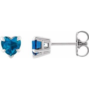 Sterling Silver Natural London Blue Topaz Stud Earring