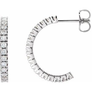 14K White 1/2 CTW Natural Diamond 17.6 mm Hoop Earrings