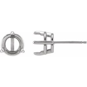 Sterling Silver 5 mm Round 3-Prong Pre-Notched Claw Earring
