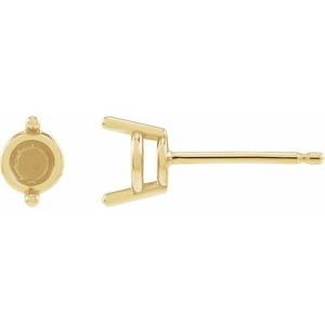 14K Yellow 2 mm Round 2-Prong Stud Earring