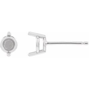 14K White 2 mm Round 2-Prong Stud Earring