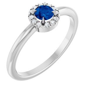 Platinum Lab-Grown Blue Sapphire & .05 CTW Natural Diamond French-Set Halo-Style Ring
