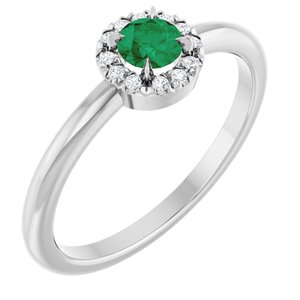 Platinum Natural Emerald & .05 CTW Natural Diamond French-Set Halo-Style Ring