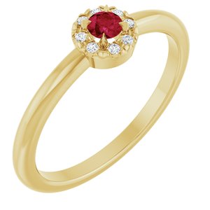 14K Yellow Natural Ruby & .03 CTW Natural Diamond French-Set Halo-Style Ring