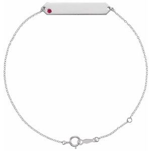 14K White Lab-Grown Ruby Geometric 7-8" Bracelet