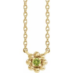 14K Yellow Natural Peridot Beaded Youth 16" Necklace