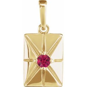 14K Yellow Lab-Grown Ruby Pendant