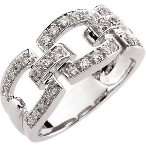 14K White 1/3 CTW Natural Diamond Link Ring