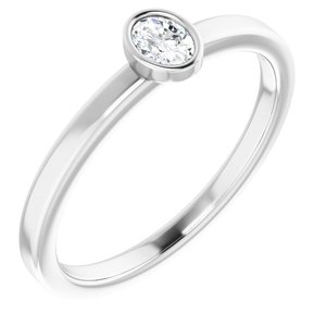14K White 1/6 CT Natural Diamond Solitaire Bezel-Set Ring