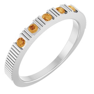 14K White Natural Citrine Stackable Ring