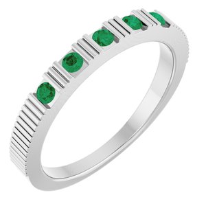 14K White Natural Emerald Stackable Ring