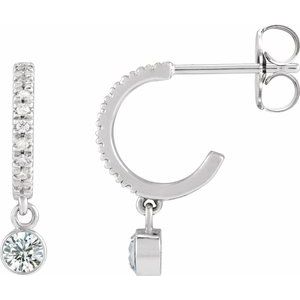 Platinum 1/4 CTW Natural Diamond French-Set 16.1 mm Hoop Earrings