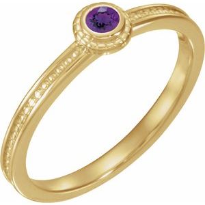 14K Yellow Natural Amethyst Family Stackable Ring