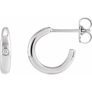 Sterling Silver .03 CTW Natural Diamond 12 mm Hoop Earrings
