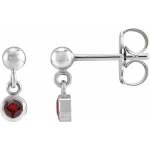 Sterling Silver Natural Mozambique Garnet Bezel-Set Earrings