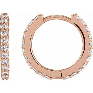 Round Natural Diamond Huggie Hoop Earrings