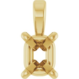 14K Yellow 4x3 mm Emerald 4-Prong Pendant