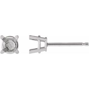 Sterling Silver 2.5 mm Round 4-Prong Lightweight Earring