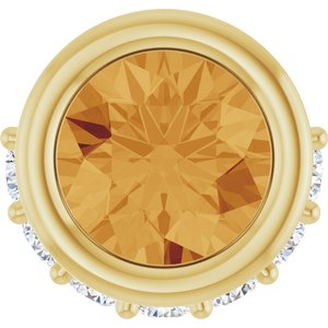 14K Yellow Natural Citrine & 1/10 CTW Natural Diamond Pendant