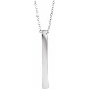 Platinum Engravable Three-Sided Bar 16-18" Necklace