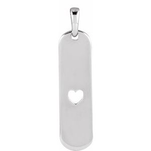Sterling Silver Engravable Heart Bar Pendant