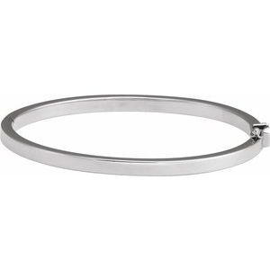 Sterling Silver Engravable 4 mm Tube Hinged Bangle 7" Bracelet 