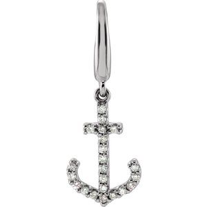14K White 1/8 CTW Natural Diamond Anchor Charm/Pendant