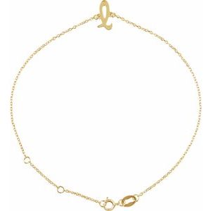 14K Yellow Initial L 6 1/2-7 1/2" Bracelet