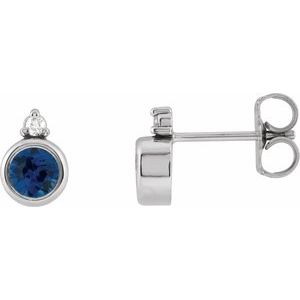 Sterling Silver 4 mm Lab-Grown Blue Sapphire & .03 CTW Natural Diamond Earrings