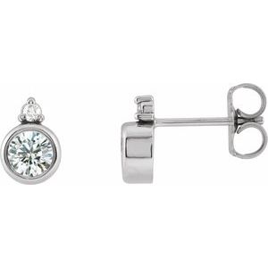 14K White 4 mm Natural White Sapphire & .03 CTW Natural Diamond Earrings