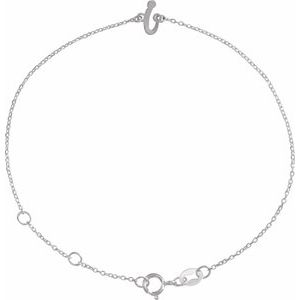 Sterling Silver Initial I 6 1/2-7 1/2" Bracelet