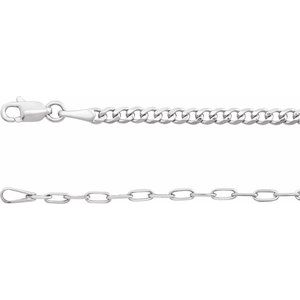 Sterling Silver 2.7 mm Curb & Paperclip-Style 16" Chain