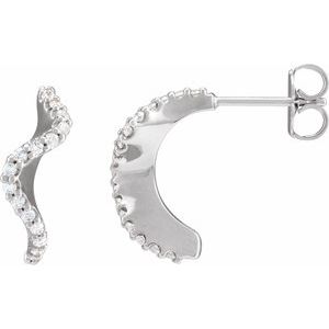 Sterling Silver 1/5 CTW Natural Diamond 15.5 mm Hoop Earrings