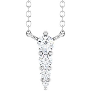 14K White 1/8 CTW Natural Diamond Graduated 18" Necklace