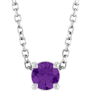 14K White 4 mm Natural Amethyst 16-18" Necklace
