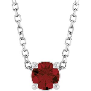 14K White 4 mm Natural Mozambique Garnet 16-18" Necklace