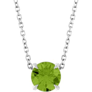 Sterling Silver 6 mm Natural Peridot 16-18" Necklace