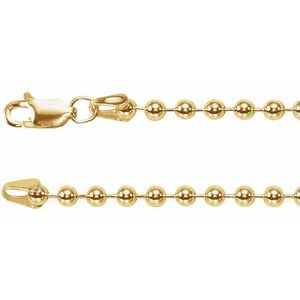 14K Yellow 3 mm Hollow Bead 18" Chain