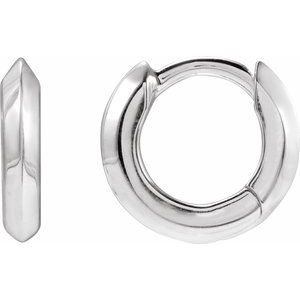 14K White Knife-Edge Hinge 10 mm Hoop Earring