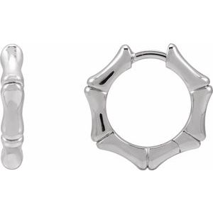 Sterling Silver Hinged Bamboo 15.5 mm Hoop Earrings