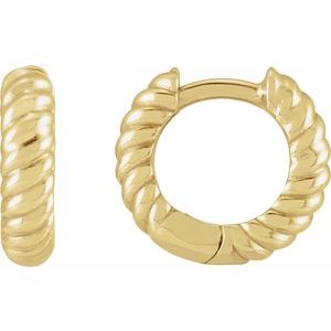 14K Yellow Hinged Rope Hoop Earrings