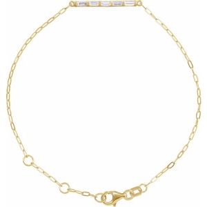 14K Yellow 1/3 CTW Natural Diamond Five-Stone Bar 6-7 1/2" Link Bracelet