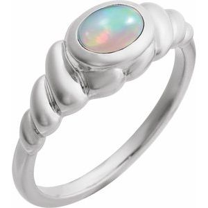 Platinum Natural Ethiopian Opal Ring