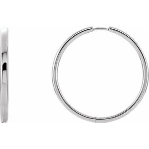 Platinum Hinged 29 mm Hoop Earrings