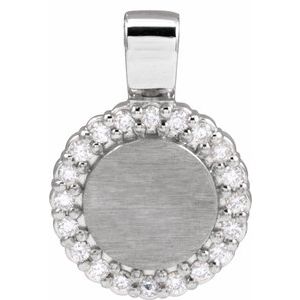 14K White 1/8 CTW Natural Diamond Pendant